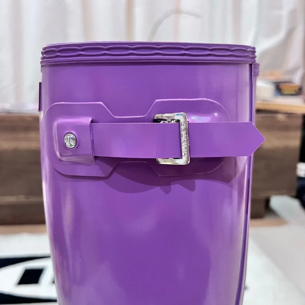 Hunter Original Tour Tall Gloss Purple Winter Rain Boots - Picture 5 of 8